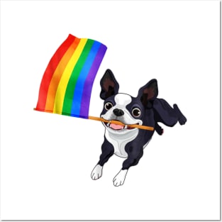 Boston Terrier Gay Pride Flag Posters and Art